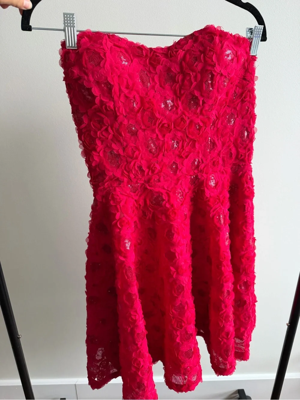 Vintage Y2K Bebe Hot Pink Floral Appliqué Corset Dress Size 8 - Picture 8 of 13